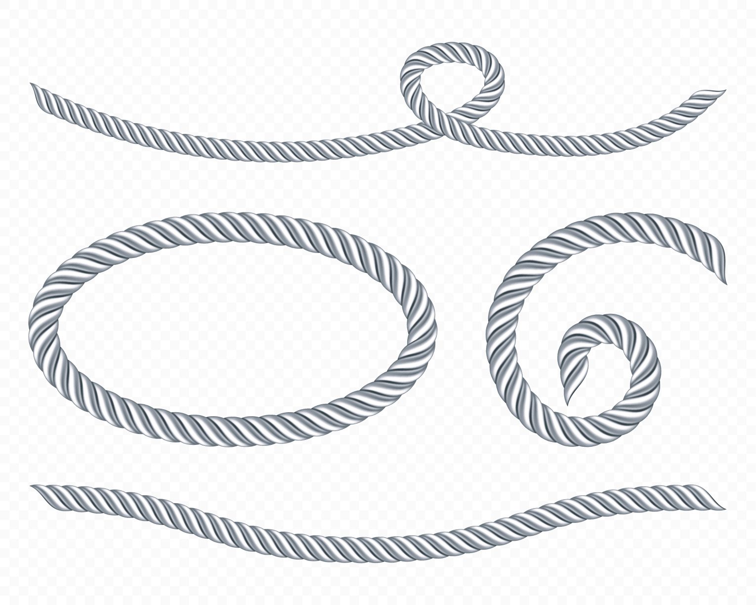 Silver ropes, frame of twisted twines